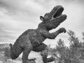 Dinosaur sculpture in metal