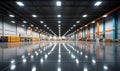 Huge distribution warehouse. Empty logistic warehouse.Industrial building or modern factory for manufacturing production