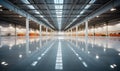 Huge distribution warehouse. Empty logistic warehouse.Industrial building or modern factory for manufacturing production