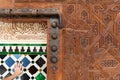 A huge door from inside the Alhambra palace Royalty Free Stock Photo