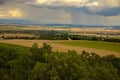 Huge downpour above the mountains near village Pukanec, Slovakia Royalty Free Stock Photo