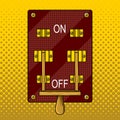 Huge electric knife switch off pop art vector Royalty Free Stock Photo