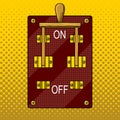 Huge electric knife switch on pop art vector Royalty Free Stock Photo