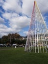 Huge Electric Lights forming a Christmas Tree in Funchal Madeira