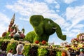 Huge elephant made from plants in the botanical Dubai Miracle Garden in Dubai city, United Arab Emirates