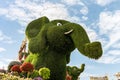 Huge elephant made from plants in the botanical Dubai Miracle Garden in Dubai city, United Arab Emirates