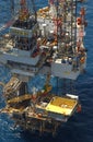 The huge Ensco 102 jackup drilling rig drills over Barracouta platform on Bass Strait Vic