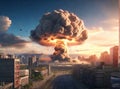 Huge explosion in city Royalty Free Stock Photo