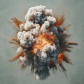 Huge explosion fills frame with smoke, fire. Powerful detonation creates immense cloud of debris, smoke. Dramatic visual Royalty Free Stock Photo