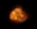 Huge, extremely hot explosion with sparks and hot smoke, against black background Royalty Free Stock Photo