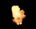 Huge, extremely hot explosion with sparks and hot smoke, against black background Royalty Free Stock Photo