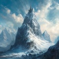 Huge fantasy snow covered mountain