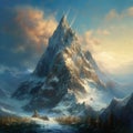 Huge fantasy snow covered mountain