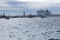 Huge ferry cruising in Venezian lagoon, Italy