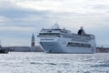 Huge ferry cruising in Venezian lagoon, Italy