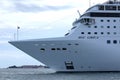 Huge ferry cruising in Venezian lagoon, Italy, close-up view