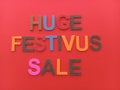 Huge Festivus sale sign on a red background