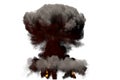 Big blast 3D illustration of detailed fire mushroom cloud explosion with flames and smoke, it looks like fusion bomb or any other Royalty Free Stock Photo