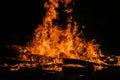 Huge the flames a fire at night Royalty Free Stock Photo
