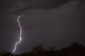 Huge fork lightnings and thunder during heavy summer storm. Royalty Free Stock Photo