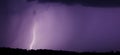 Huge fork lightnings and thunder during heavy summer storm. Royalty Free Stock Photo