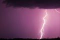 Huge fork lightnings and thunder during heavy summer storm. Royalty Free Stock Photo