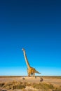 Huge full size dinosaur model of Patagotitan mayorum located near Peninsula Valdes, Chubut, Patagonia, Argentina