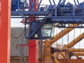 Huge gantry cranes loading a container ship at the The Red Hook Marine Terminal, Brooklyn, NYC