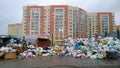 A huge garbage dump on the residential quarter. Environmental disaster