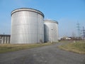 Huge gas tanks for processing a gas, created during the cleaning process