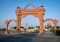 Huge gate to the temple of 82 feet Shiva in Nageshwar, Dwarka, Gujarat, India