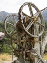 Huge gear mechanism of a crane