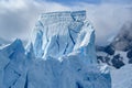 Huge glacier wall towering in Antarctica, majestic blue and white ice wall, Petzval Glacier, Paradise Bay, Antarctica