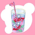 Glass with exotic cocktail vector illustration