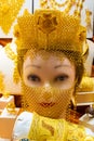 Huge gold jewelry mannequin face Dubai Gold Souk Royalty Free Stock Photo