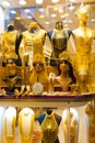 Huge gold jewelry at shop window Dubai Gold Souk Royalty Free Stock Photo
