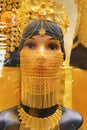 Huge gold jewelry mannequin face Dubai Gold Souk Royalty Free Stock Photo