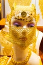 Huge gold jewelry mannequin face Dubai Gold Souk Royalty Free Stock Photo