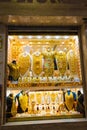 Huge gold jewelry shop window Dubai Gold Souk UAE Royalty Free Stock Photo