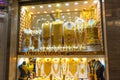 Huge gold jewelry shop window Dubai Gold Souk UAE
