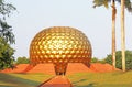 Huge golden spherical ball auroville tamil nadu india Royalty Free Stock Photo
