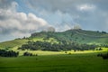 Mountain landscape under a grey sky with clouds Royalty Free Stock Photo