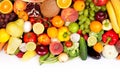 Huge group of fresh vegetables and fruits Royalty Free Stock Photo