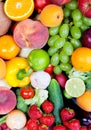 Huge group of fresh vegetables and fruits Royalty Free Stock Photo