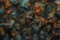 Huge group of people with painted faces in Prague, Czech Republic Royalty Free Stock Photo