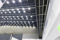 A huge hall the size of a building with a steel ceiling construction. Install illumination throughout a large space Royalty Free Stock Photo