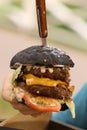 Huge hamburger burger with cheese beef tomato