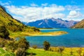 Huge Hawea Lake with turquoise water