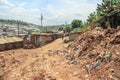 Huge heaps of burning garbage in the slums of Nairobi - one of the poorest places in Africa