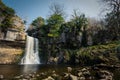 Huge Heavily Flowing Waterfall In Yorkshire Dales, UK. Royalty Free Stock Photo